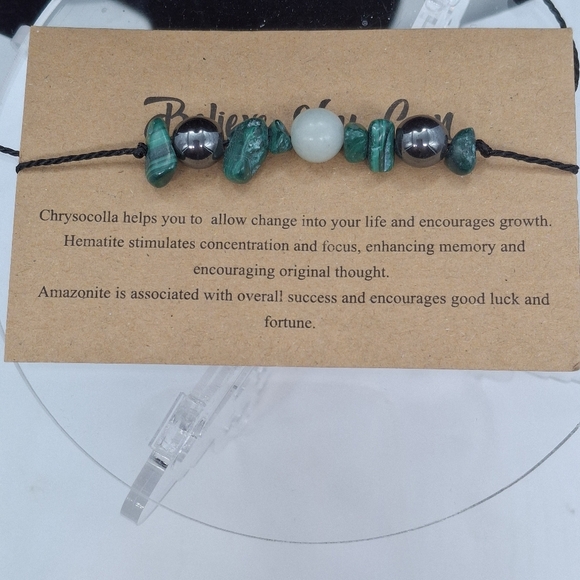 Believe Green and Silver Beaded Bracelet - Picture 3 of 4